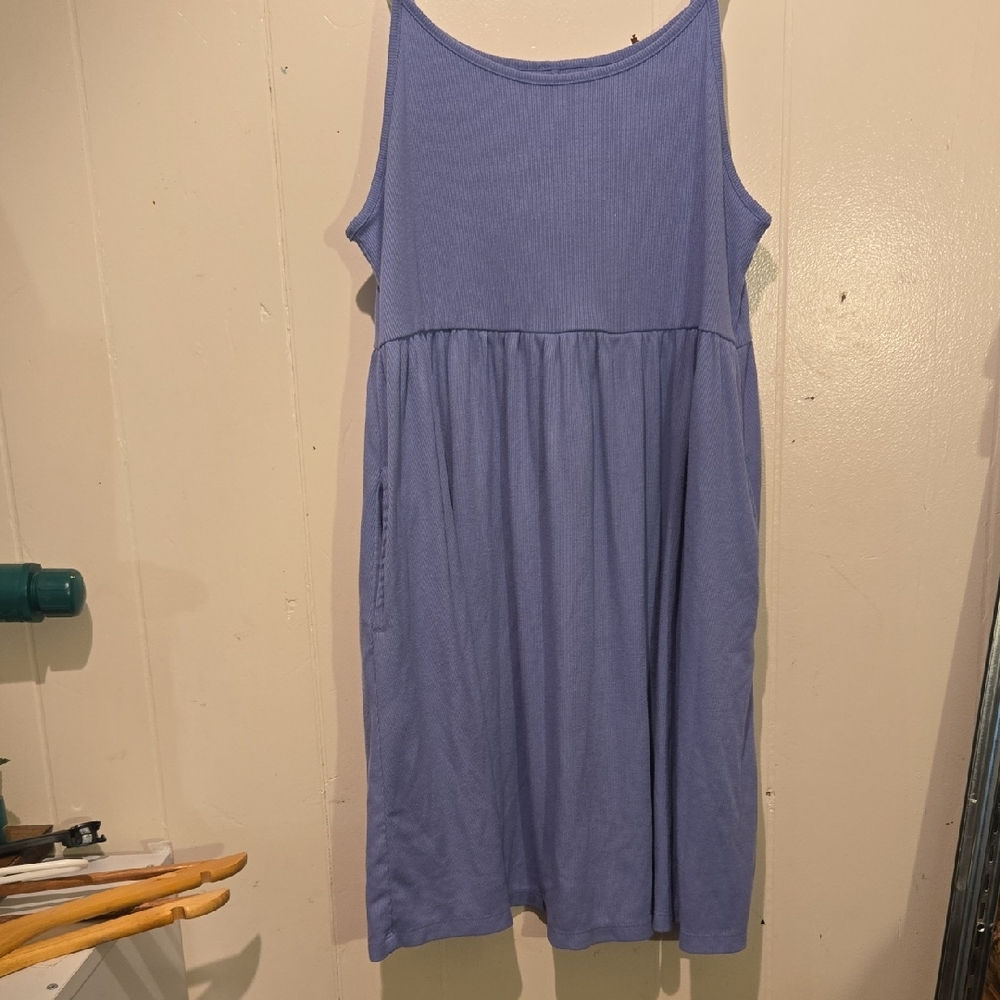 Wild Fable Ribbed Light Lavender Mini Dress With Pockets